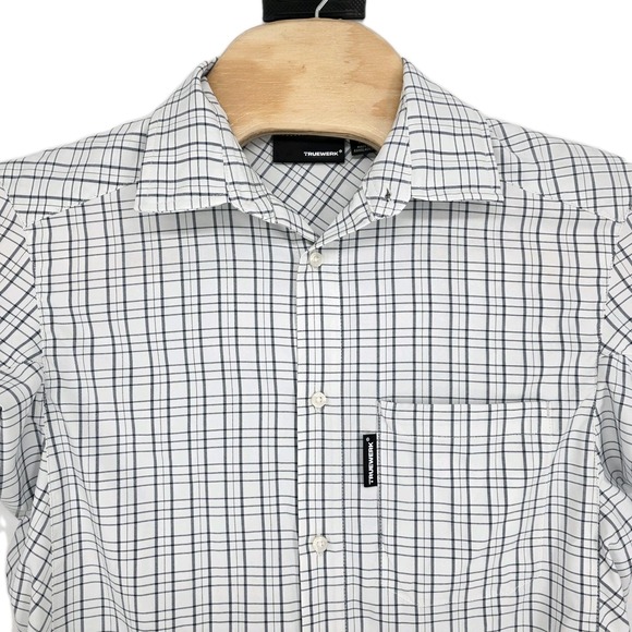 Truewerk Shirt Men Small Button Up Plaid Tech EDO Workwear Polyester Lightweight - Picture 2 of 8